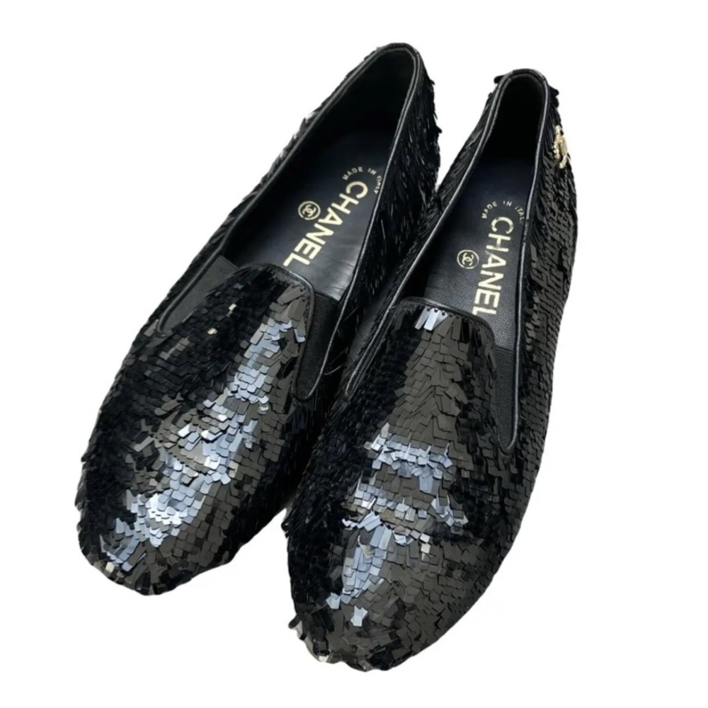 CHANEL Black Sequin Women's shoes 10.5